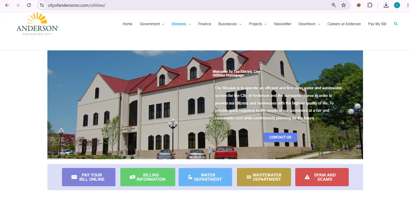 Anderson City Utilities Electric City Utilities bill pay and billing help visual guide