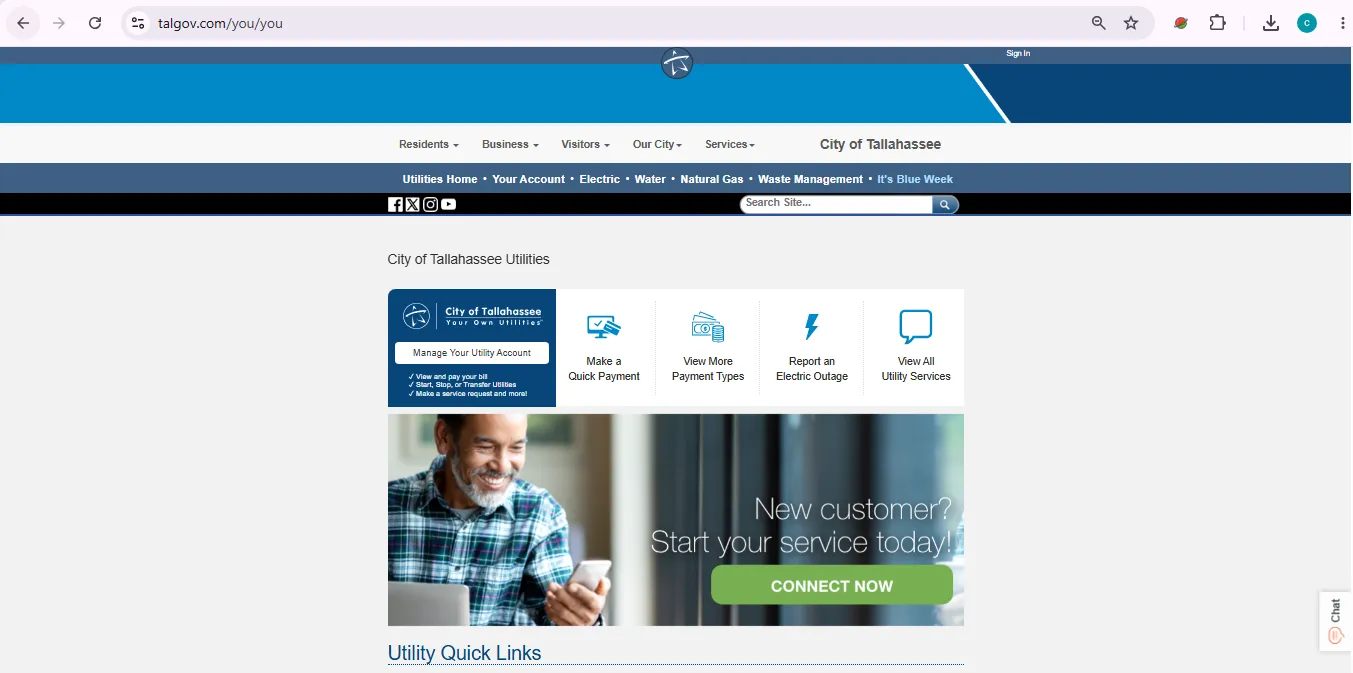 City of Tallahassee Utilities official account login bill payment and quick payment portal visual guide