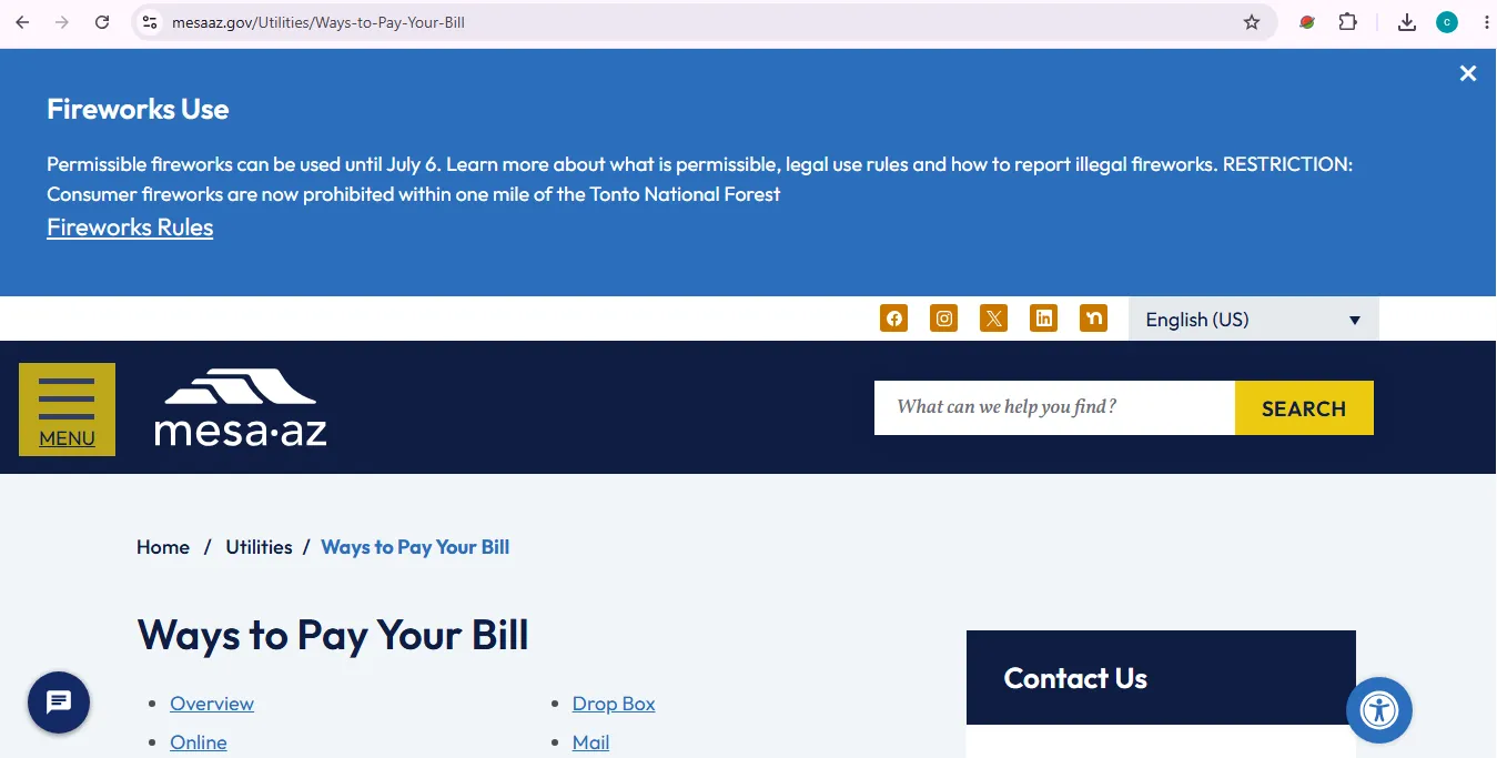 City of Mesa utilities bill pay account login start service and outage help guide